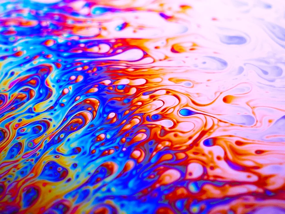 Abstract water design of red and blue swirls